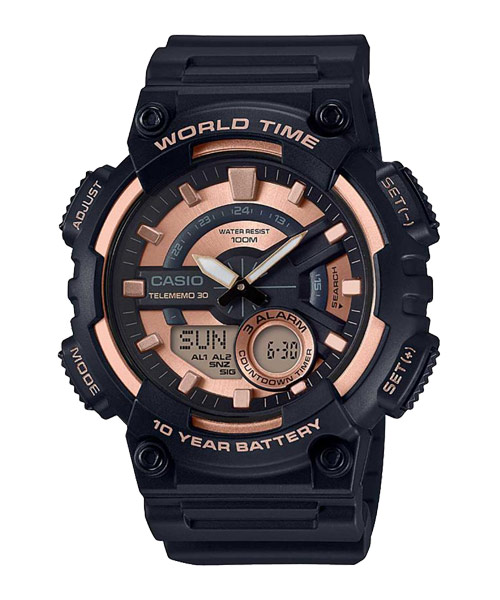 CASIO นาฬิกาคาสิโอ นาฬิกาข้อมือ นาฬิกากันน้ำ นาฬิกาของแท้ ประกันศูนย์ CMG 1 ปี รุ่น AEQ-110W-1A3 นาฬิกาสีดำ