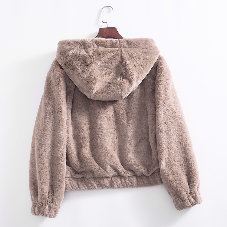 Zara เสื้อเฟอร์กันหนาว หมวกฮู้ด เสื้อขน แบรนด์zara สำเนา ดำ