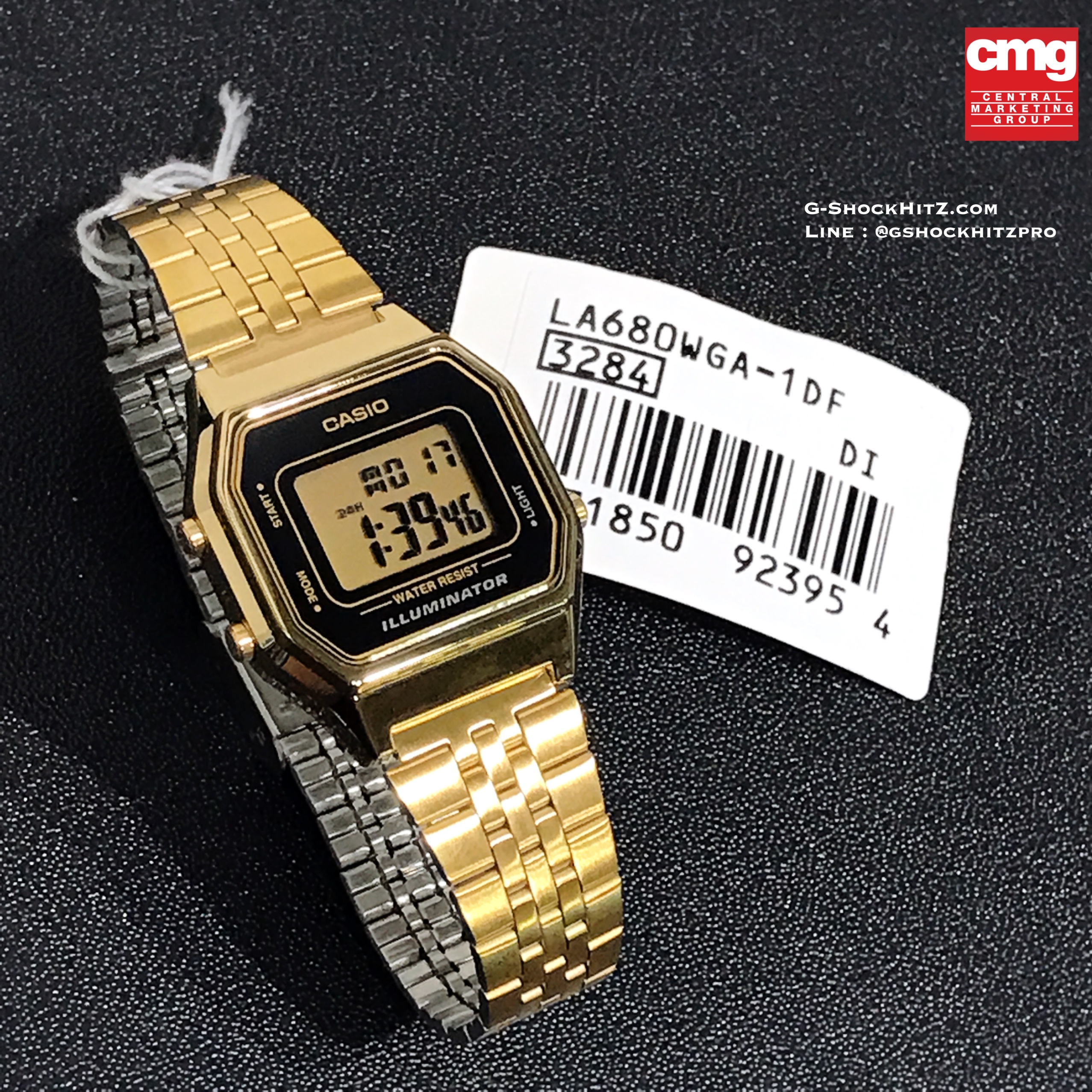 CASIO นาฬิกาคาสิโอ นาฬิกาข้อมือ นาฬิกากันน้ำ นาฬิกาของแท้ ประกันศูนย์ CMG 1 ปี รุ่น LA680WGA-1D นาฬิกาสีทอง