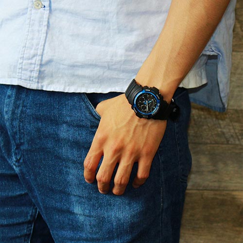 CASIO G-SHOCK นาฬิกาข้อมือ นาฬิกากันน้ำ นาฬิกาของแท้ ประกันศูนย์ CMG 1 ปี รุ่น AW-591-2A นาฬิกาสีดำ