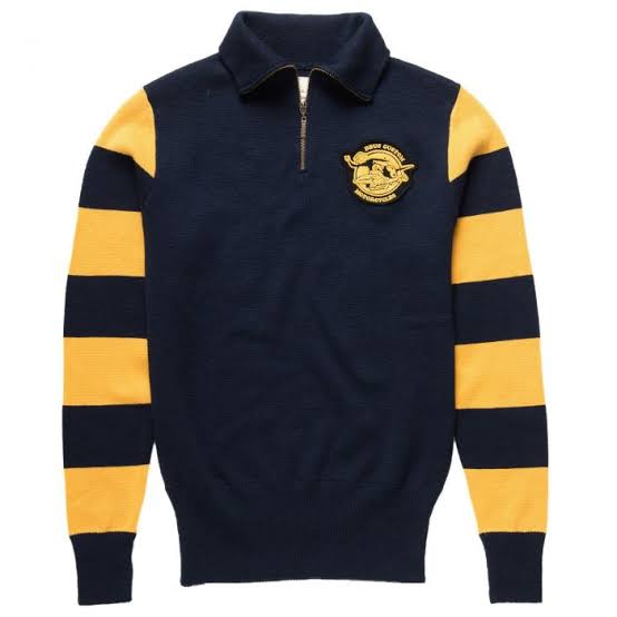 Deus เสื้อไหมพรม half zip knit /Half zip Moto sweater เสื้อDEUS แขนลายยุง เหลือง-ดำ ผู้ชาย แบรนด์ DEUS แท้ คะ Size L/XL/XXL สำเนา สำเนา สำเนา เหลืองดำ