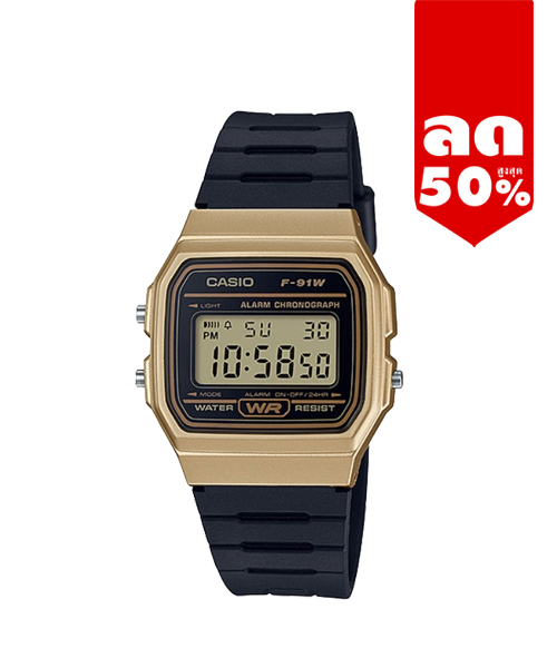 CASIO MID YEAR SALE นาฬิกาคาสิโอ นาฬิกาข้อมือ นาฬิกากันน้ำ นาฬิกาของแท้ ประกันศูนย์ CMG 1 ปี รุ่น F-91WM-9 นาฬิกาสีทอง