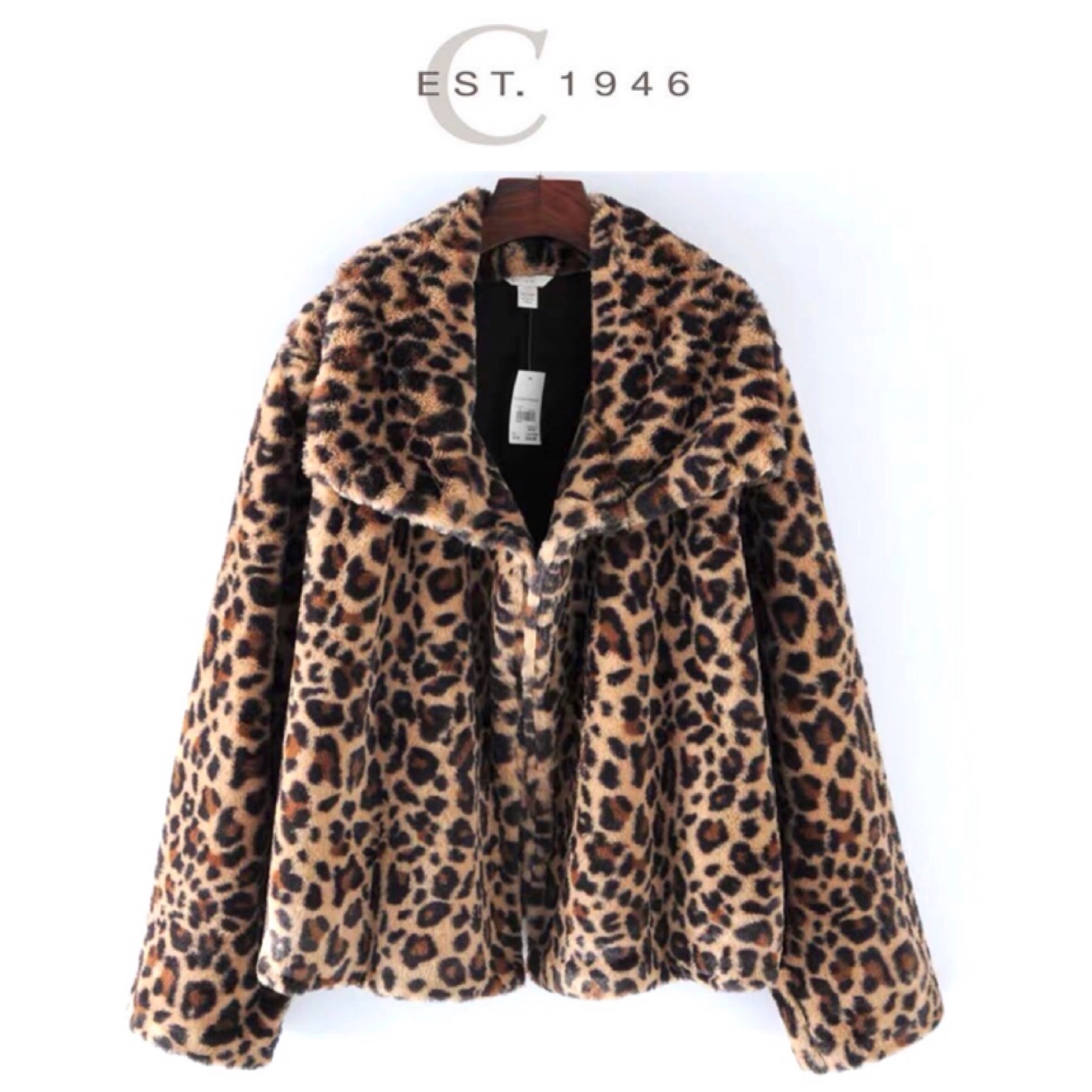Est.1946 เสื้อเฟอร์กันหนาว ลายเสือ กันหนาวขนเฟอร์ลายเสือ เสื้อคลุมขน ลายเสือ สำเนา ลายเสือ
