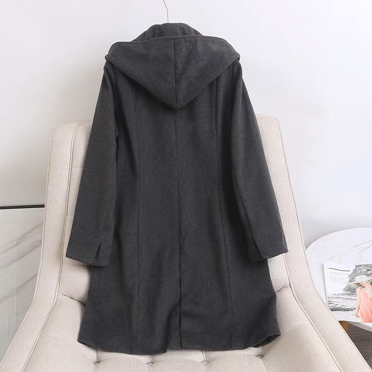 เสื้อโค้ท เสื้อกันหนาว โค้ทวูล แต่งฮู้ด แบรนด์ Stradivarius สำเนา สำเนา เทา/ดำ