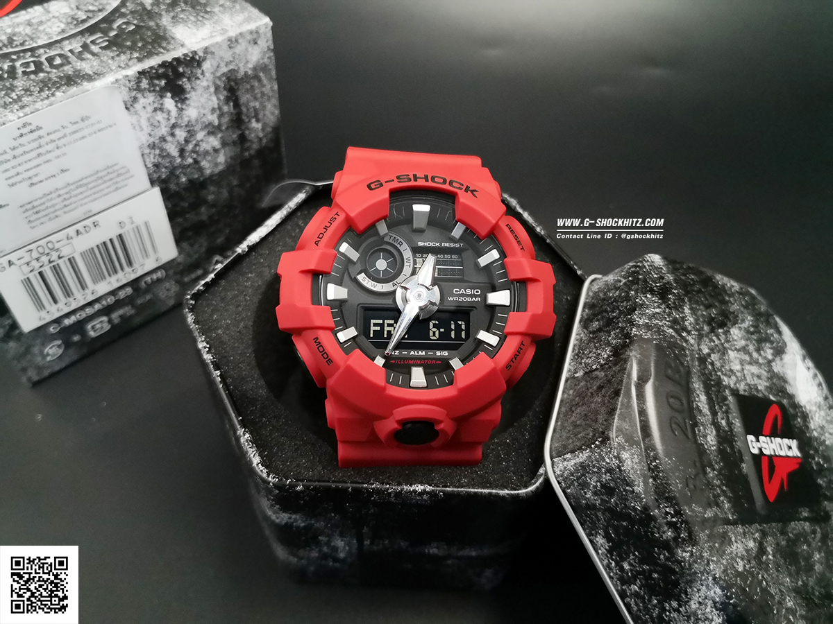 CASIO MID YEAR SALE G-SHOCK นาฬิกาข้อมือ นาฬิกากันน้ำ นาฬิกาของแท้ ประกันศูนย์ CMG 1 ปี รุ่น GA-700-4A นาฬิกาสีแดง