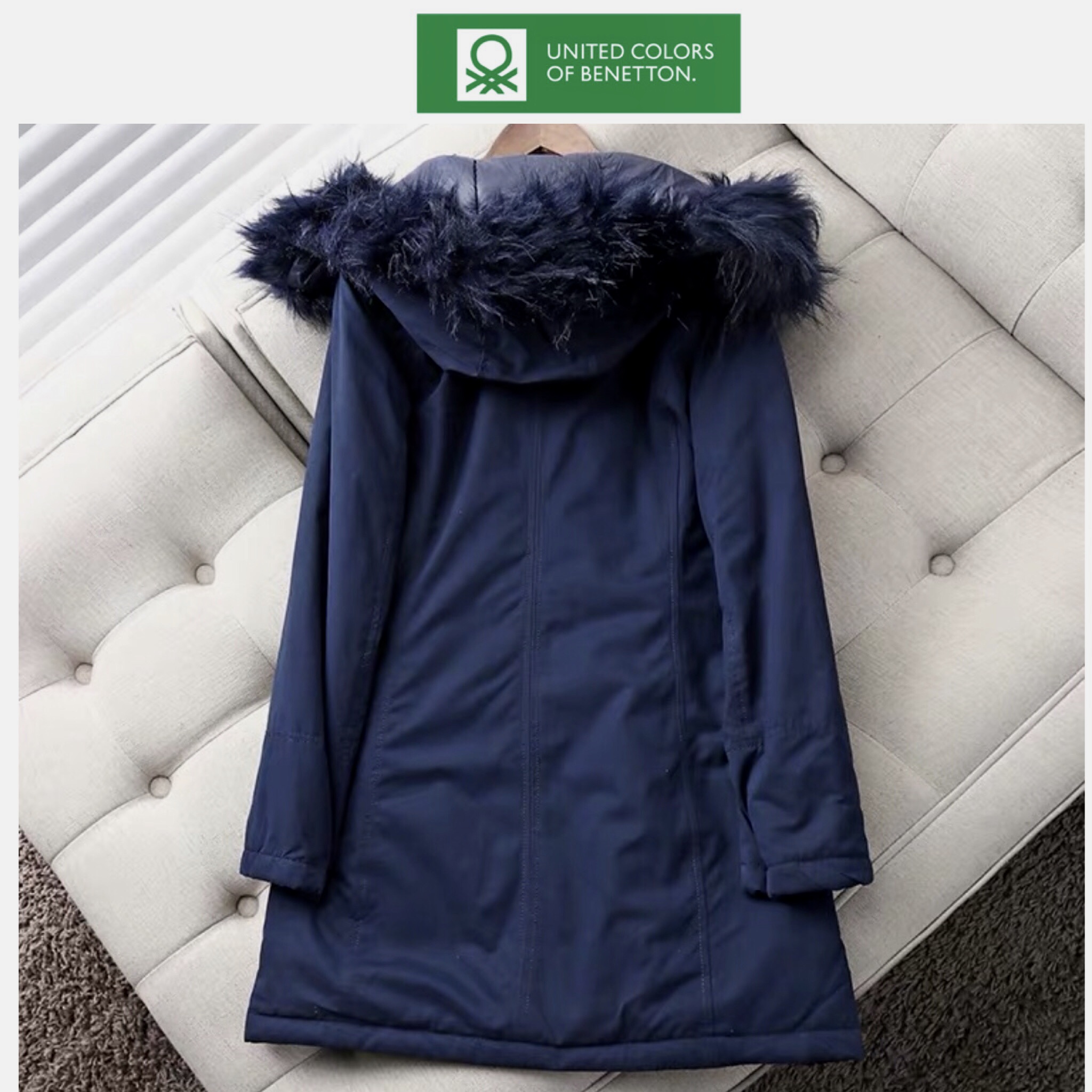 Benetton เสื้อฮูท เสื้อโค้ทฮูท กันหนาว สีกรม แต่งเฟอร์ แบรนด์ Benetton (ขนเฟอร์ถอดได้คะ) สำเนา สำเนา สำเนา สำเนา น้ำเงินกรม