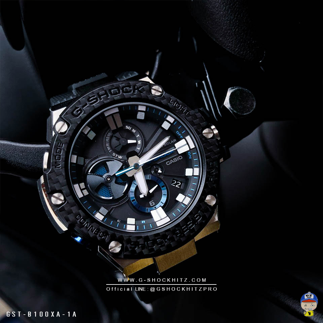 CASIO MID YEAR SALE G-SHOCK พร้อมส่ง นาฬิกาข้อมือ นาฬิกากันน้ำ นาฬิกาของแท้ ประกันศูนย์ CMG 1 ปี รุ่น GST-B100XA-1A นาฬิกาสีดำ