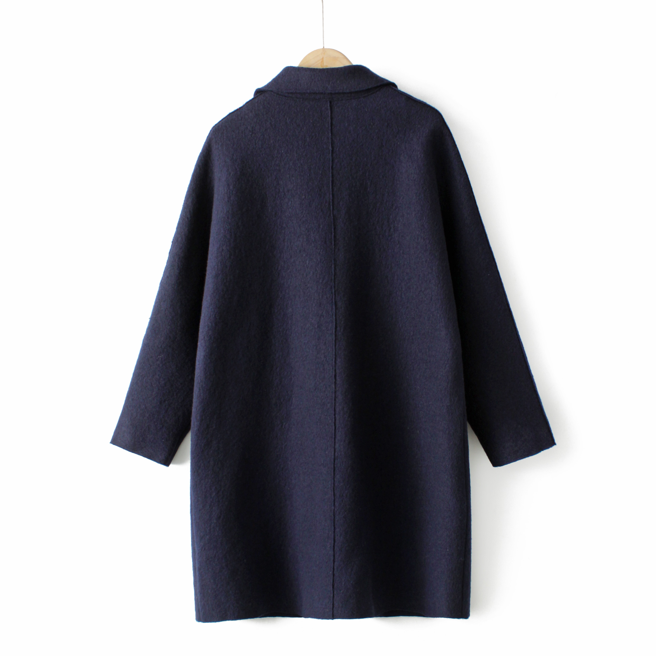 Zara เสื้อโค้ท เสื้อกันหนาว เนื้อผ้าสักหลาดวูล สีน้ำเงินกรม แบรนด์zara