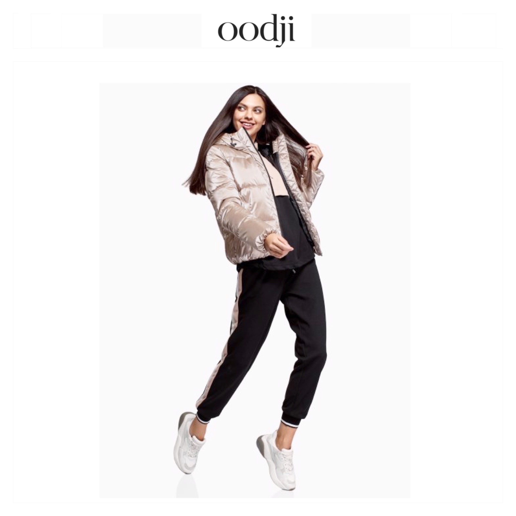 Oodji เสื้อกันหนาว เสื้อฮู้ด บุนวมอุ่น สีแชมเปญ แบรนด์ Oodji Ultra (padded puffer coAt