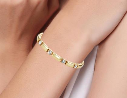 กำไล ข้อมือ สร้อยข้อมือทอง ฝังเพชร คริสตรัลแท้ สวยหรู ฝังแม่เหล็ก ปรับสมดุล สร้อยข้อมือผู้หญิง ใส่ทำงาน ออกงาน 426075