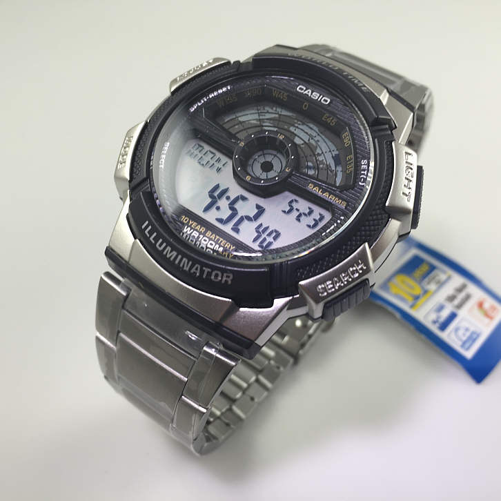 CASIO นาฬิกาคาสิโอ นาฬิกาข้อมือ นาฬิกากันน้ำ นาฬิกาของแท้ ประกันศูนย์ CMG 1 ปี รุ่น AE-1100WD-1A นาฬิกาสีเงิน