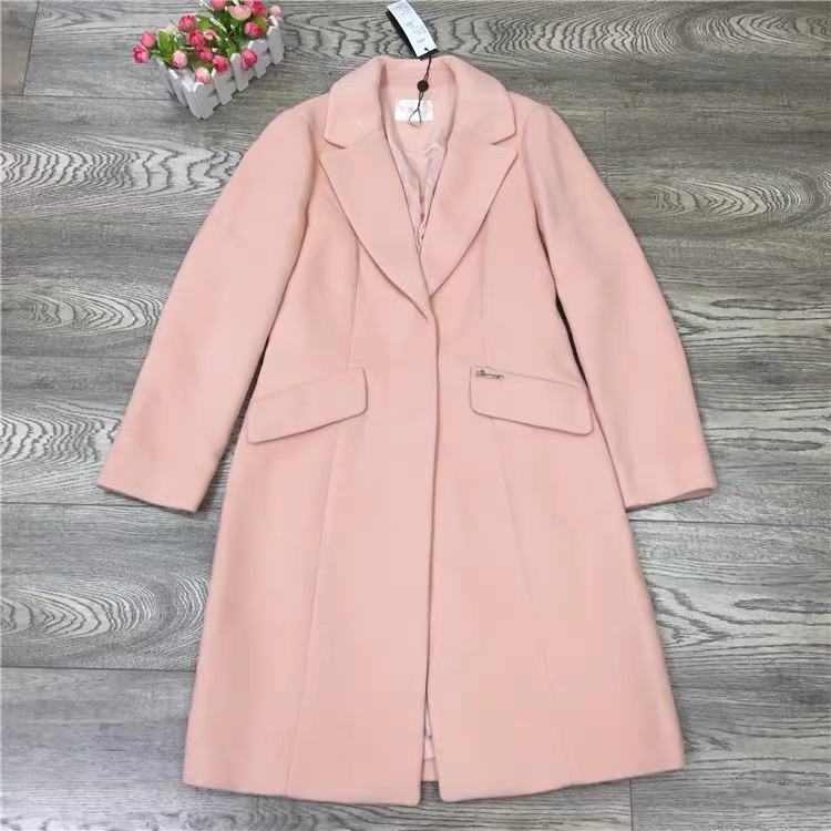 เสื้อโค้ทวูล Trench coat เสื้อโค้ทเฟอร์ โค้ทสักหลาดสีชมพูอ่อน แบรนด์ Roem