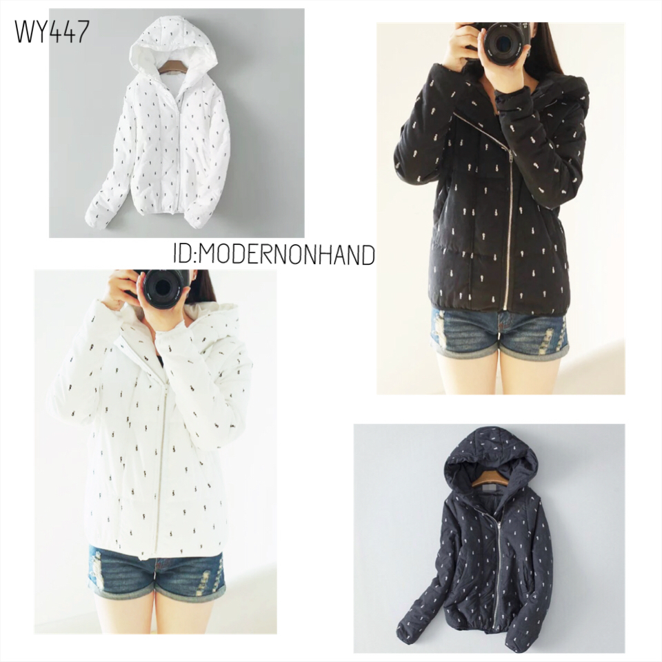 เสื้อกันหนาว เสื้อหนาวหมวกฮูท สีขาว บุนวมอุ่น พิมพ์ลายม้าน้ำ เนื้อผ้าเนียน นุ่ม. สินค้างานญี่ปุ่นคะ
