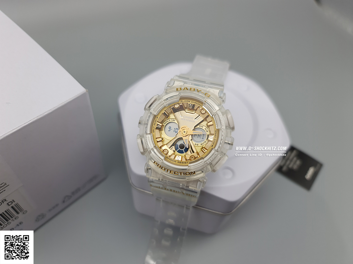CASIO BABY-G นาฬิกาข้อมือ นาฬิกากันน้ำ นาฬิกาของแท้ ประกันศูนย์ CMG 1 ปี รุ่น BA-130CVG-7A นาฬิกาสีใส