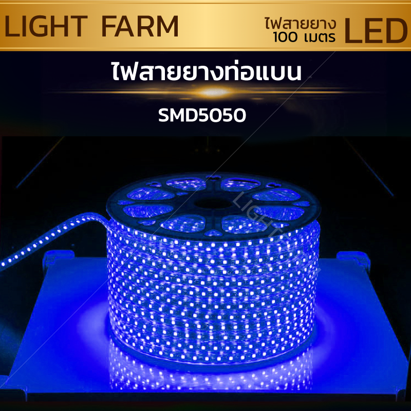 ไฟสายยาง SMD 5050 (100 m.) สีฟ้า (ท่อแบน)