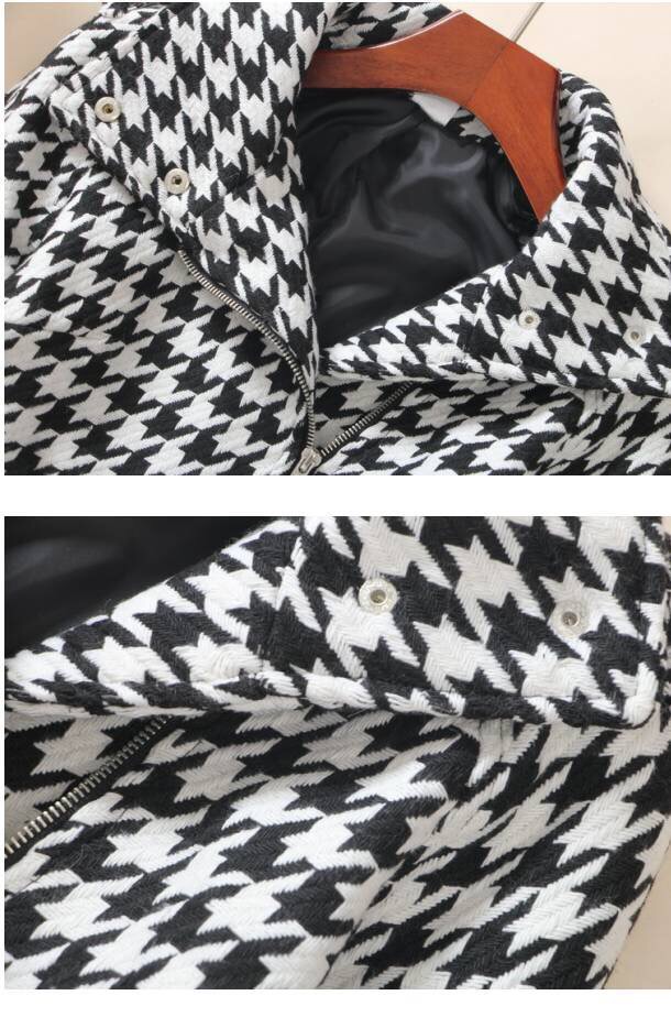 เสื้อคลุม เสื้อกันหนาว ลายตารางขาวดำ ทรงสวย หรู Size S/M ตารางขาวดำ