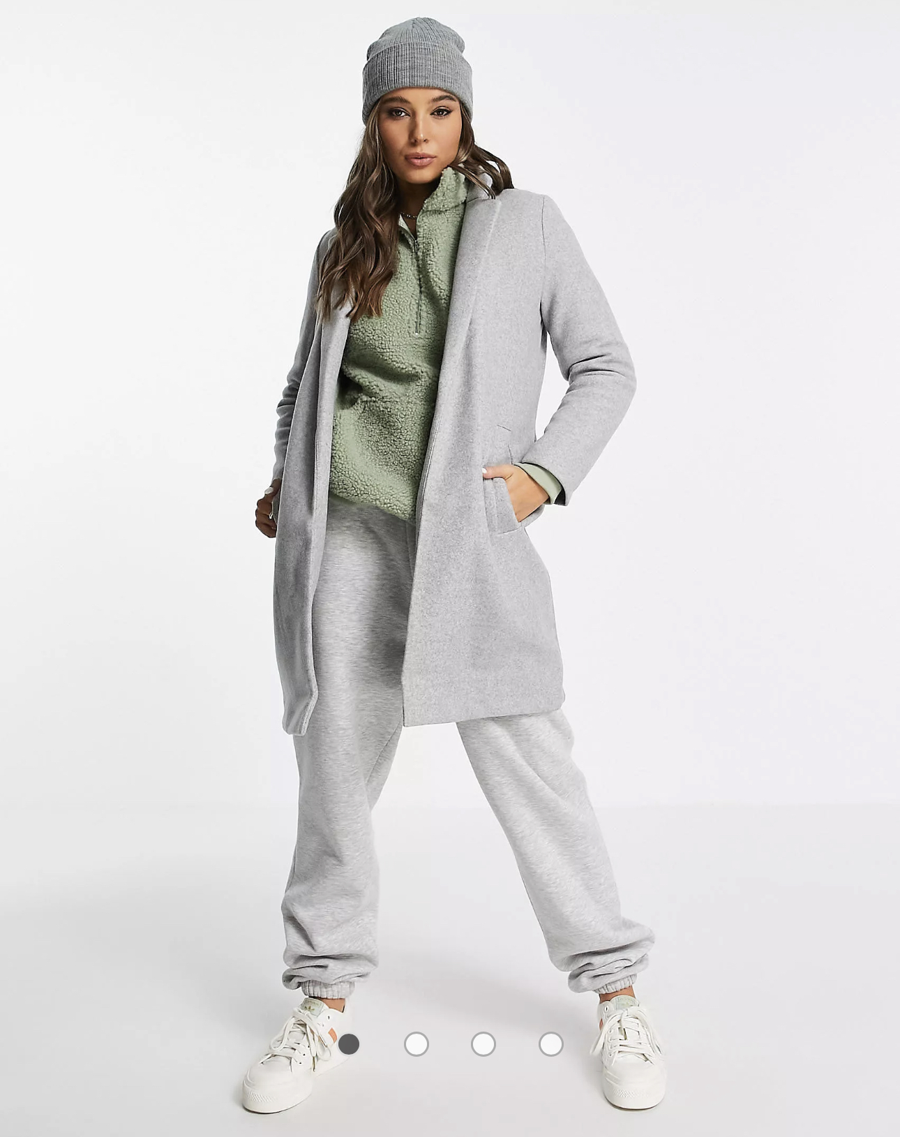 เสื้อโค้ท เสื้อโค้ทกันหนาว โค้ทวูล tailored knot coat สีเบจ แบรนด์ STRADIVARIUS สำเนา