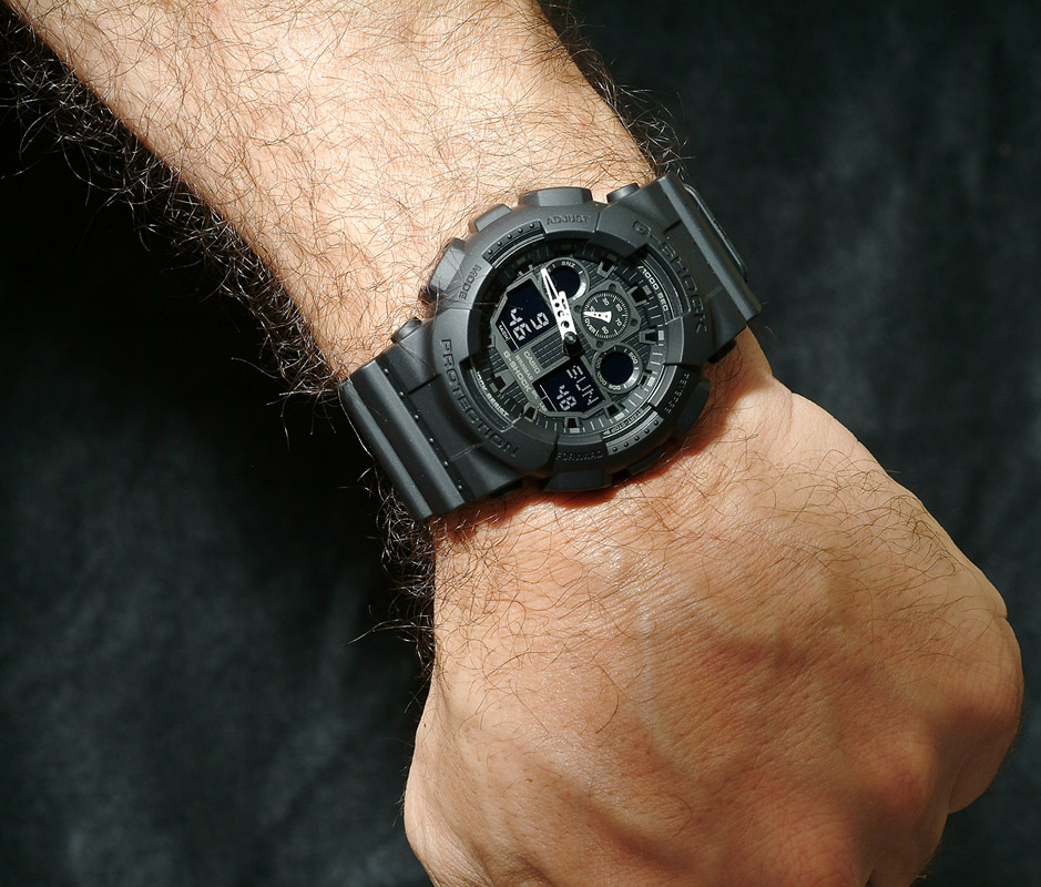 CASIO G-SHOCK นาฬิกาข้อมือ นาฬิกากันน้ำ นาฬิกาของแท้ ประกันศูนย์ CMG 1 ปี รุ่น GA-100-1A1 นาฬิกาสีดำ