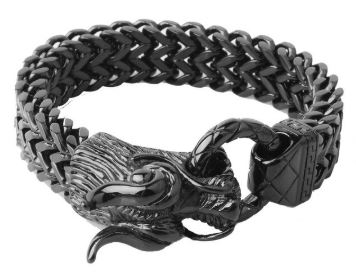 สร้อยข้อมือ มังกรทอง สร้อยข้อมือ มังกร คาบห่วง มังกรดำ มังกรทอง มังกรเงิน สร้อยข้อมือชาย สแตนเลสแท้ 825960
