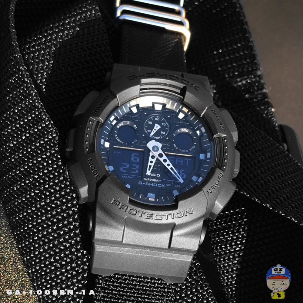 CASIO G-SHOCK นาฬิกาข้อมือ นาฬิกากันน้ำ นาฬิกาของแท้ ประกันศูนย์ CMG 1 ปี รุ่น GA-100BBN-1A นาฬิกาสีดำ