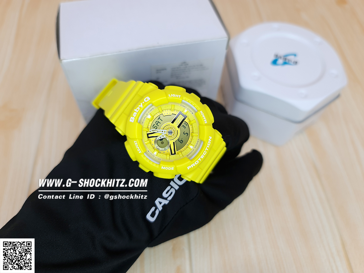 CASIO BABY-G นาฬิกาข้อมือ นาฬิกากันน้ำ นาฬิกาของแท้ ประกันศูนย์ CMG 1 ปี รุ่น BA-110BC-9A นาฬิกาสีเหลือง