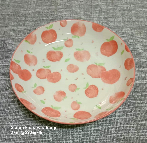 จานเซรามิค สไตล์ญี่ปุ่น จานชามลายน่ารัก 8 นิ้ว [พร็อบถ่ายรูป] :จานใส่อาหาร
