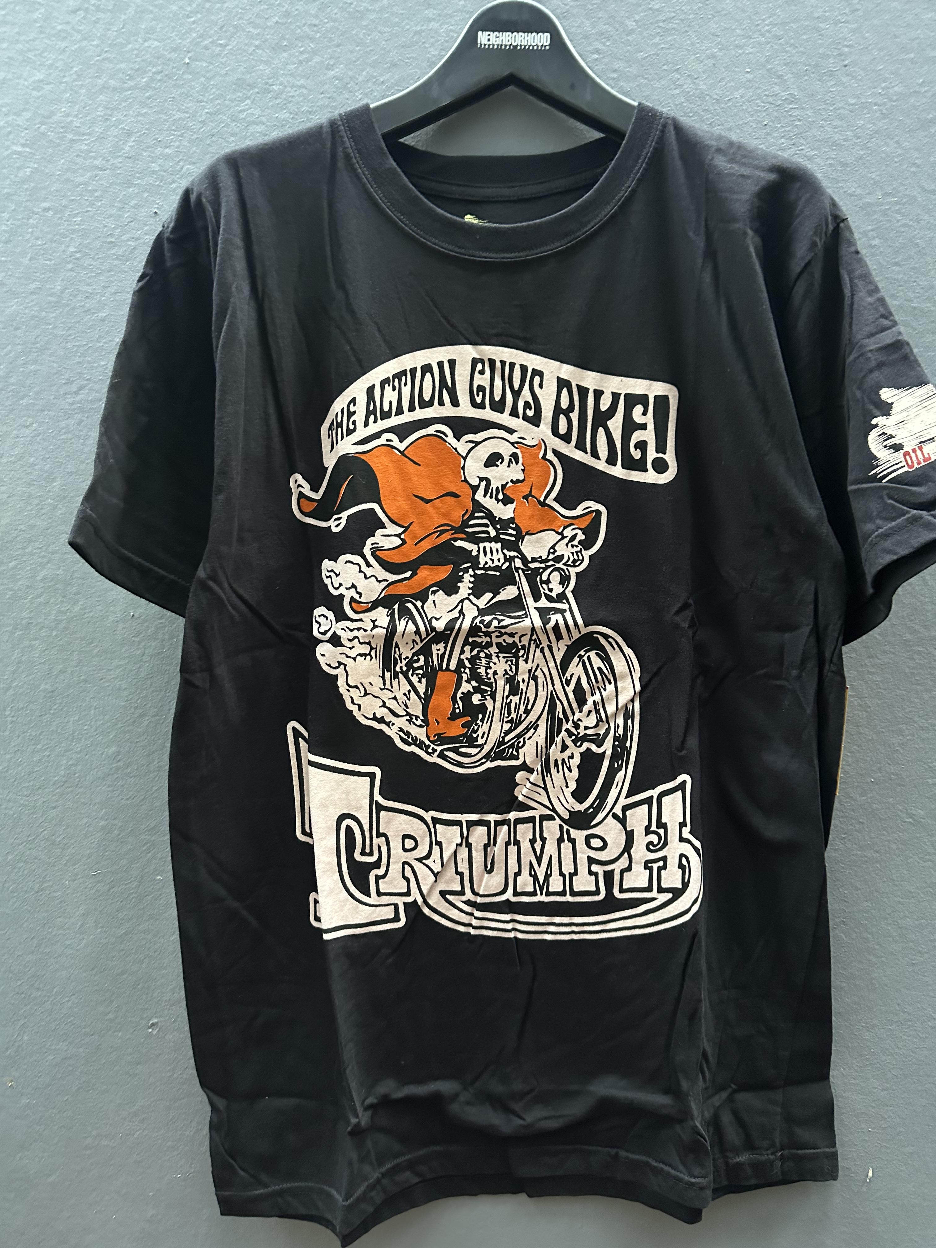Oil leak เสื้อยืดแขนยาว คอกลม เสื้อยืด Triumph สีดำ Dont' be pussy ผู้ชาย แบรนด์ OIL LEAK Size M/L/XL ดำ