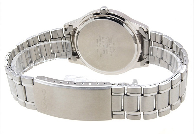 CASIO นาฬิกาคาสิโอ นาฬิกาข้อมือ นาฬิกากันน้ำ นาฬิกาของแท้ ประกันศูนย์ CMG 1 ปี รุ่น MTP-1128A-7A นาฬิกาสีเงิน