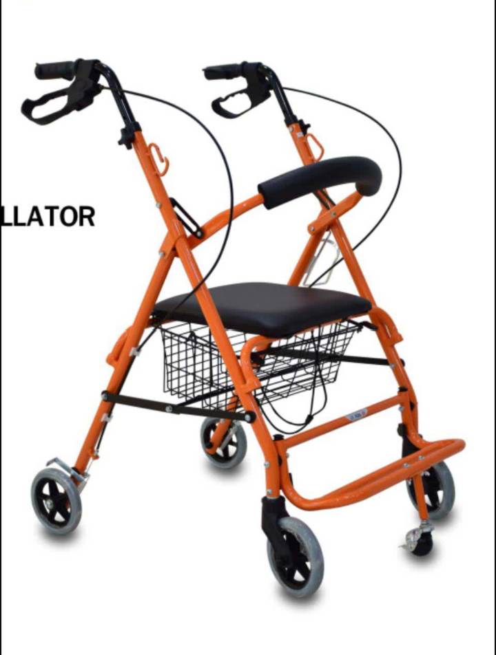 โรลเลเตอร์ Rollator 2in1 อุปกรณ์ช่วยเดิน+รถเข็น (สีส้ม)