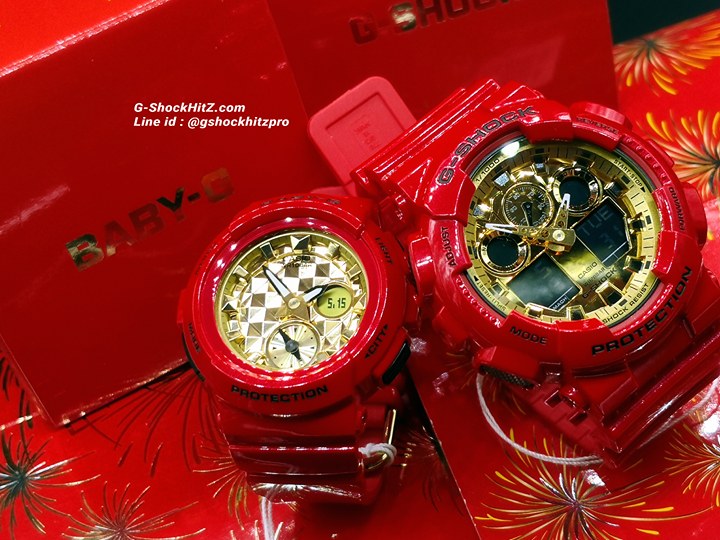 CASIO G-SHOCK นาฬิกาข้อมือ นาฬิกากันน้ำ นาฬิกาของแท้ ประกันศูนย์ CMG 1 ปี รุ่น GA-100VLA-4A นาฬิกาสีแดง