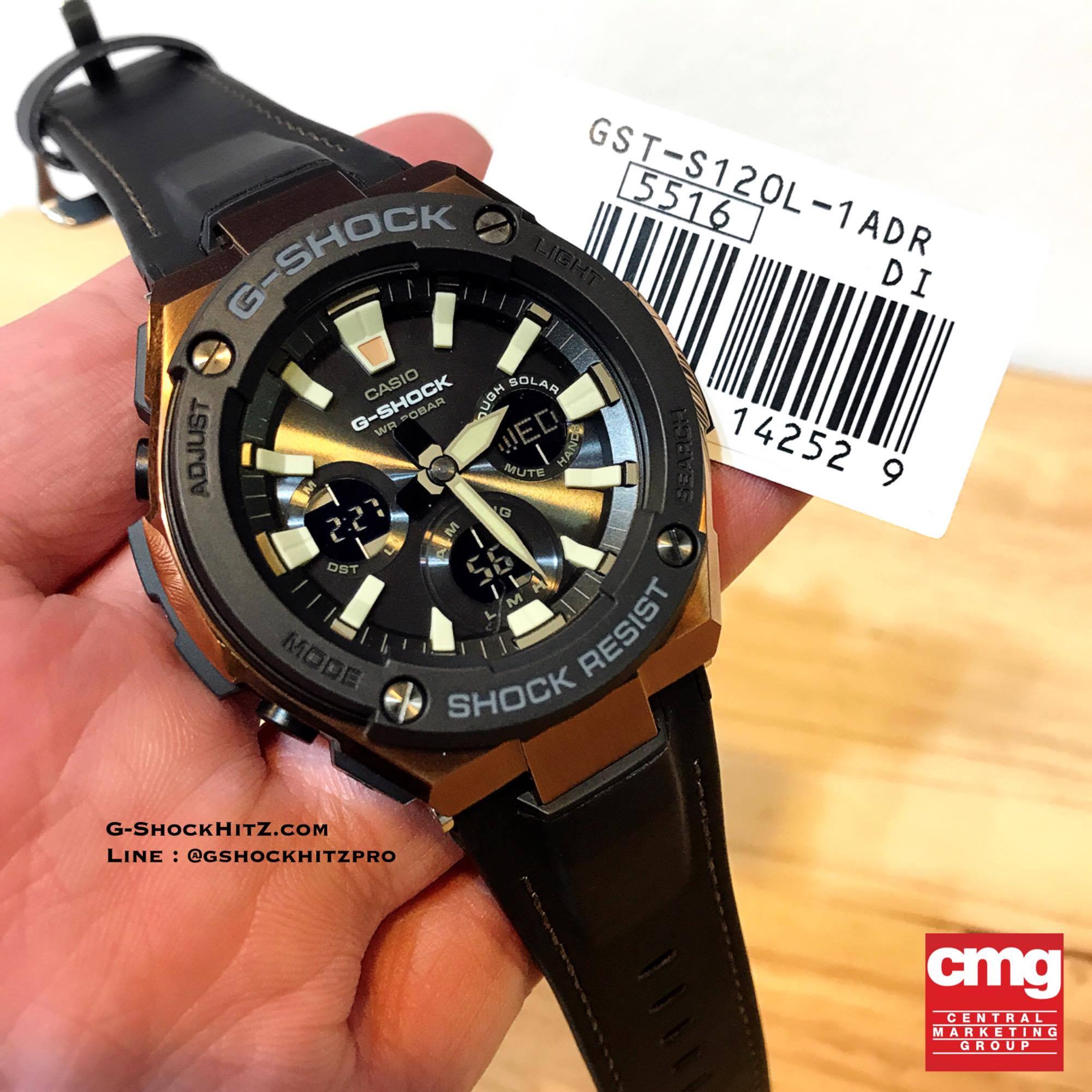 CASIO G-SHOCK นาฬิกาข้อมือ นาฬิกากันน้ำ นาฬิกาของแท้ ประกันศูนย์ CMG 1 ปี รุ่น GST-S120L-1A นาฬิกาสีดำ