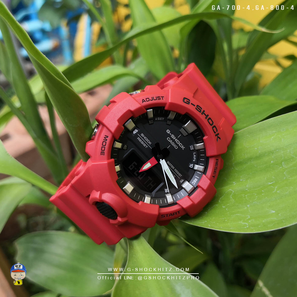 CASIO G-SHOCK นาฬิกาข้อมือ นาฬิกากันน้ำ นาฬิกาของแท้ ประกันศูนย์ CMG 1 ปี รุ่น GA-700-4 / GA-800-4 นาฬิกาสีแดง