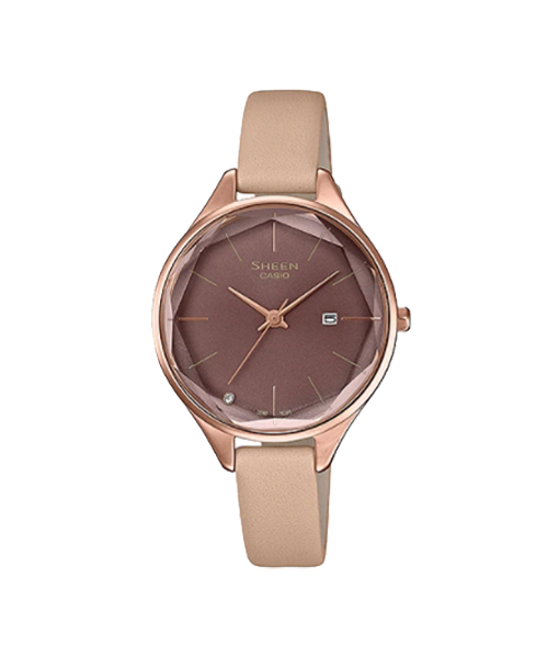 CASIO SHEEN นาฬิกาข้อมือ นาฬิกากันน้ำ นาฬิกาของแท้ ประกันศูนย์ CMG 1 ปี รุ่น SHE-4062PGL-5A นาฬิกาสีน้ำตาล