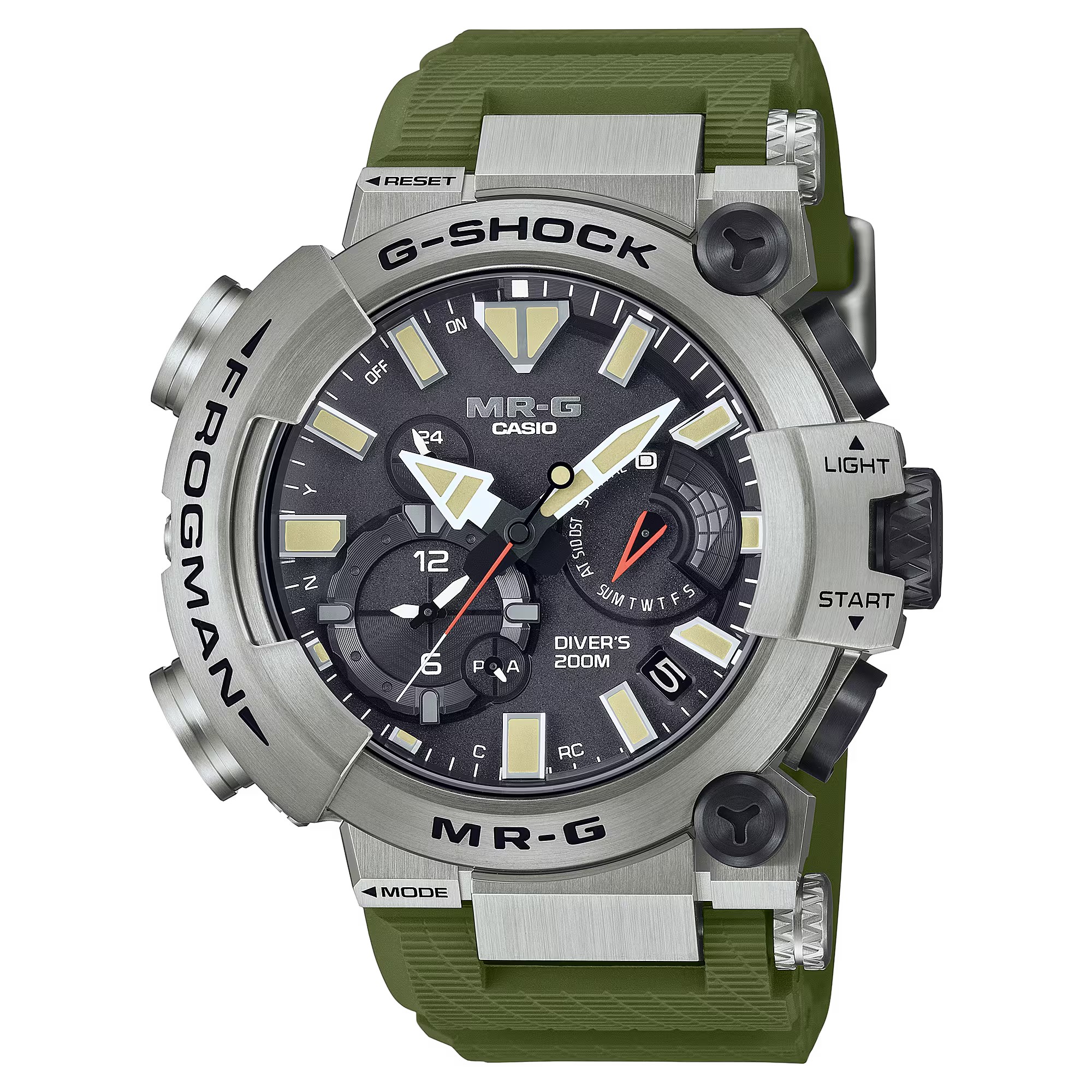 CASIO G-SHOCK นาฬิกาข้อมือ นาฬิกากันน้ำ นาฬิกาของแท้ ประกันศูนย์ CMG 1 ปี รุ่น FROGMAN MRG-BF1000RG-3A นาฬิกาสีเขียว