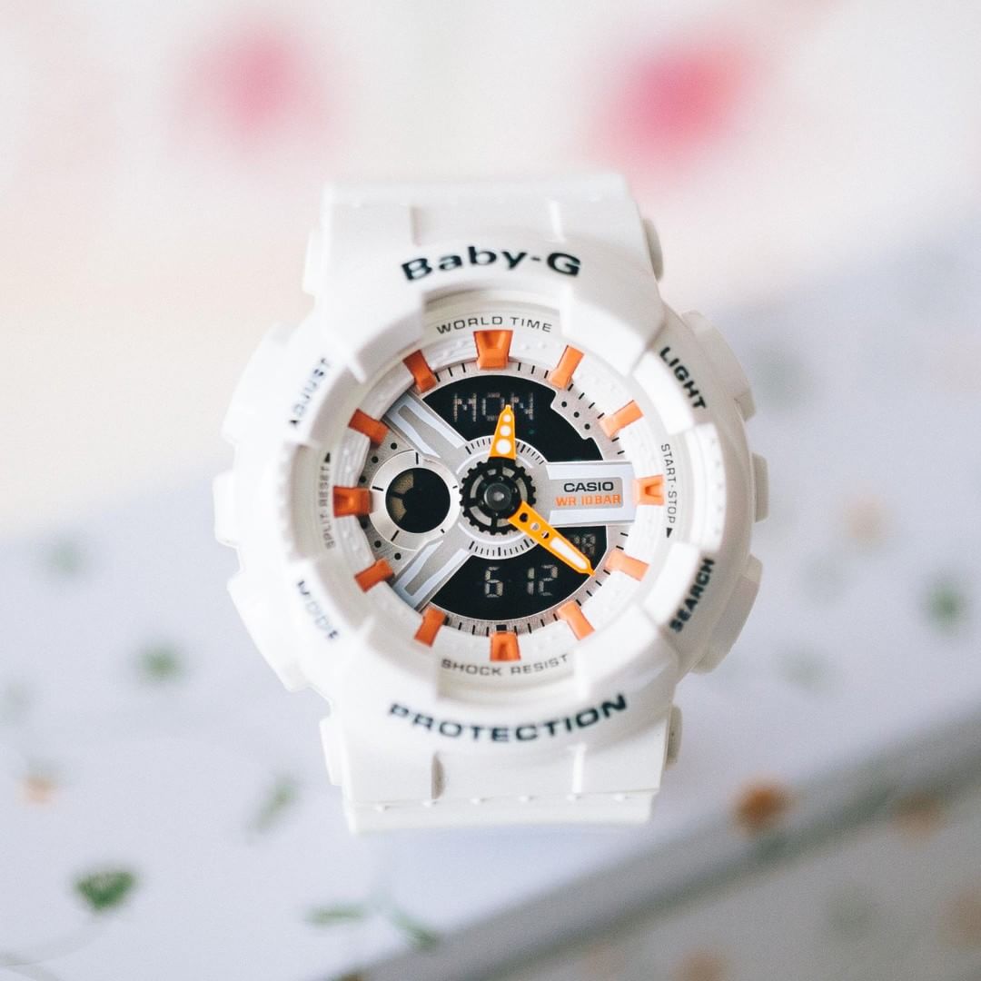 CASIO BABY-G นาฬิกาข้อมือ นาฬิกากันน้ำ นาฬิกาของแท้ ประกันศูนย์ CMG 1 ปี รุ่น BA-110PP-7A2 นาฬิกาสีขาว