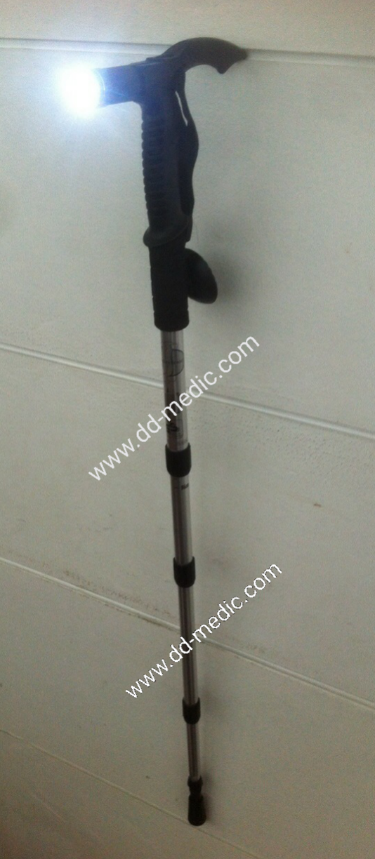 ไม้เท้าอลูมิเนียม ปรับระดับได้ พร้อมไฟฉายในตัว