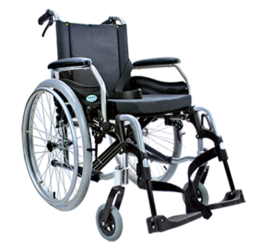 รถเข็นผู้ป่วยอลูมิเนียมอัลลอยด์ น้ำหนักเบา เบาะเสริมฟองน้ำ เบาะกว้าง นั่งสบาย รับน้ำหนักได้ถึง 150 กก. เหมาะสำหรับคนอ้วน คนตัวใหญ่