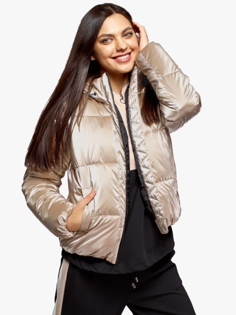 Oodji เสื้อกันหนาว เสื้อฮู้ด บุนวมอุ่น สีแชมเปญ แบรนด์ Oodji Ultra (padded puffer coAt
