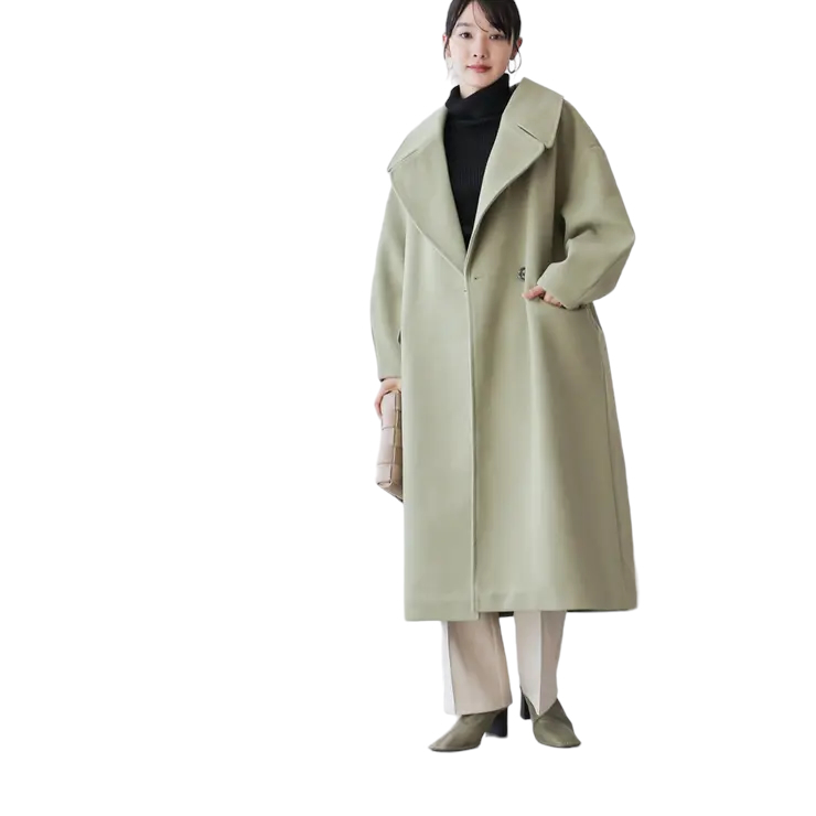 เสื้อโค้ทวูล Trench coat เสื้อโค้ทเฟอร์ โค้ทสักหลาดสีเทาอ่อน แบรนด์ RAY CASSIN