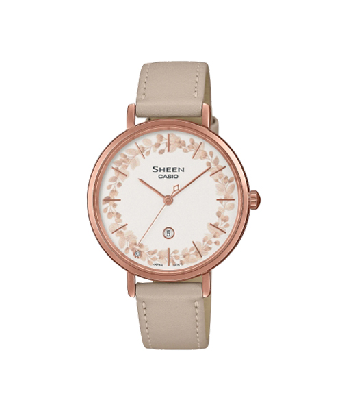 CASIO SHEEN นาฬิกาข้อมือ นาฬิกากันน้ำ นาฬิกาของแท้ ประกันศูนย์ CMG 1 ปี รุ่น SHE-4539FPL-7A นาฬิกาสีชมพู