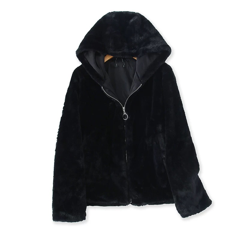 Forever21 เสื้อเฟอร์กันหนาว หมวกฮู้ด เสื้อขน แบรนด์ forever21 (FLUFFY COAT) ขาว
