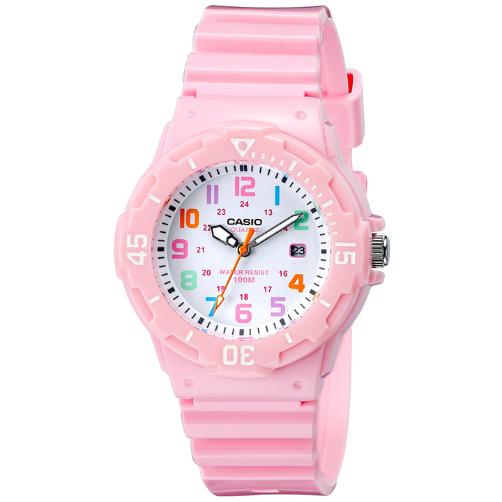 CASIO นาฬิกาคาสิโอ นาฬิกาข้อมือ นาฬิกากันน้ำ นาฬิกาของแท้ ประกันศูนย์ CMG 1 ปี รุ่น LRW-200H-4B2 นาฬิกาสีชมพู