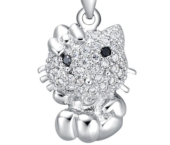 สร้อยคอผู้หญิง สร้อยคอ ของขวัญให้แฟน สร้อยเงิน 925 Sterling จี้ คิตตี้ ตัวเต็ม ติดเพชร CZ AAA เต็มหน้า คิตตี้ ท่านั่ง ของขวัญสุดหรู 262064_3