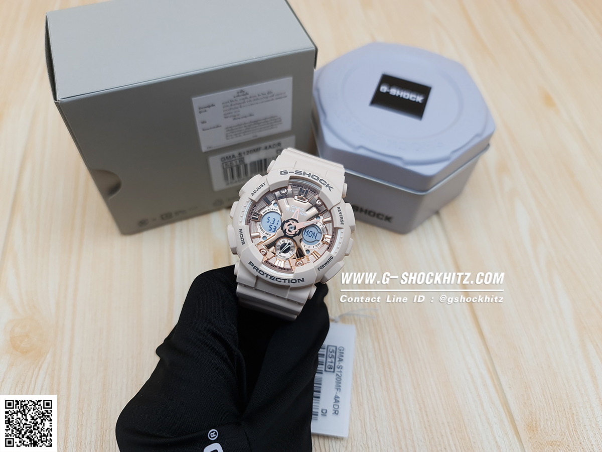 CASIO G-SHOCK นาฬิกาข้อมือ นาฬิกากันน้ำ นาฬิกาของแท้ ประกันศูนย์ CMG 1 ปี รุ่น GMA-S120MF-4A นาฬิกาสีชมพู