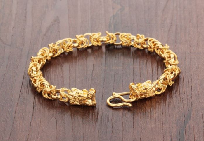 กำไลข้อมือ ทอง สร้อยข้อมือ ทองชุบ 18 K สร้อยข้อมือมังกร 2 หัว เสริมบารมี ผู้ชาย ผู้หญิง ใส่ได้ 486999