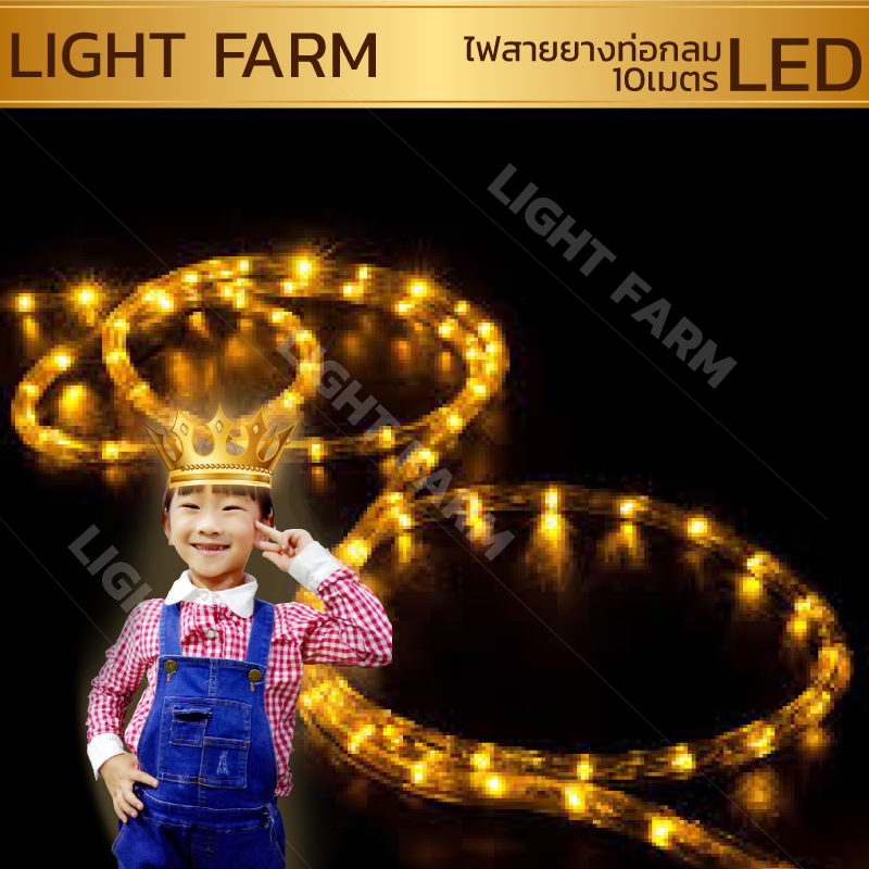 ไฟสายยางท่อกลม 10 ม. สีเหลือง