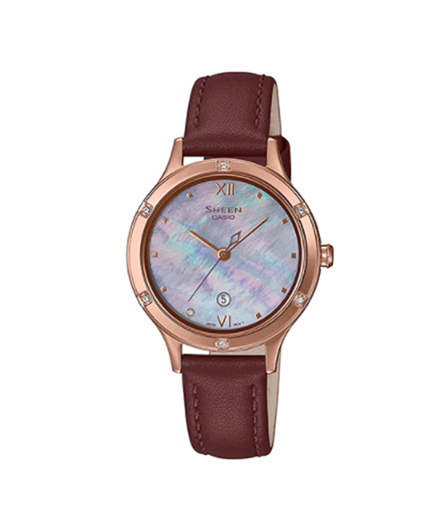 CASIO SHEEN นาฬิกาข้อมือ นาฬิกากันน้ำ นาฬิกาของแท้ ประกันศูนย์ CMG 1 ปี รุ่น SHE-4546PGL-6A นาฬิกาสีม่วง