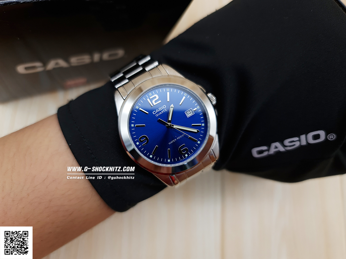 CASIO นาฬิกาคาสิโอ นาฬิกาข้อมือ นาฬิกากันน้ำ นาฬิกาของแท้ ประกันศูนย์ CMG 1 ปี รุ่น MTP-1215A-2A2 นาฬิกาสีเงิน