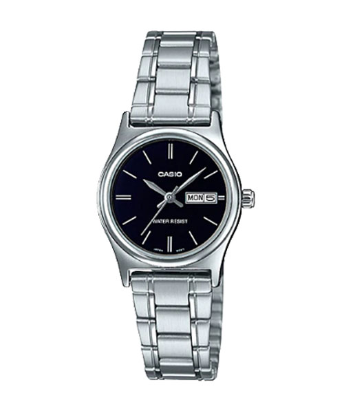 CASIO นาฬิกาคาสิโอ นาฬิกาข้อมือ นาฬิกากันน้ำ นาฬิกาของแท้ ประกันศูนย์ CMG 1 ปี รุ่น LTP-V006D-1B2 นาฬิกาสีเงิน
