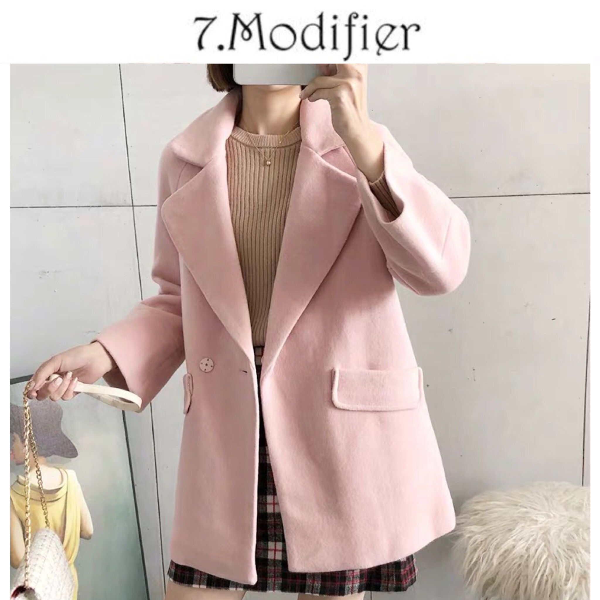 7.modifier โค้ท เสื้อกันหนาว คอปก สีชมพูพาสเทล แบรนด์ 7.Modifier (เลาะป้ายยี่ห้อ)ขนเนียนนุ่ม งานพรีเมี่ยมเกรดคะ•ขนเฟอร์ ถอดใส่ได้คะ•ขนเฟอร์ถอดใส่ได้คะ สำเนา สำเนา สำเนา ชมพูพาสเทล